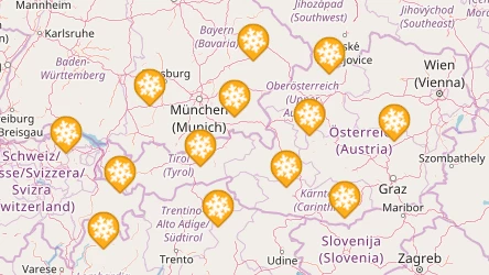 Skigebiete über die Karte finden